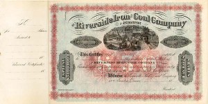 Riverside Iron and Coal Co. of Scranton - Stock Certificate