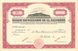 Banco Hipotecario De El Salvador - Specimen Stock Certificate