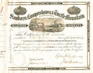 Sanborn, Cooperstown and Turtle Mountain Railway Co. - Railroad Stock Certificate - Branch Line of the Northern Pacific Railroad