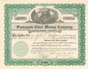 Santaquin Chief Mining Co. - Stock Certificate