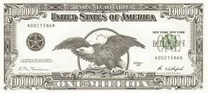 Million Dollar Bill Novelty