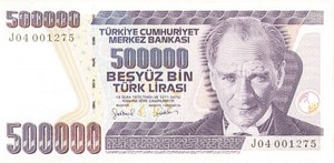 Turkey - 500,000 Lira - P-212- Foreign Paper Money