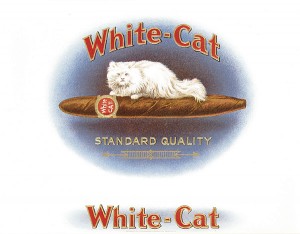 Cigar Box Label "White-Cat"