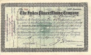 Sykes Placer Mining Co. - Stock Certificate