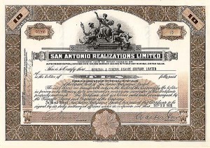 San Antonio Realizations Limited - Stock Certificate