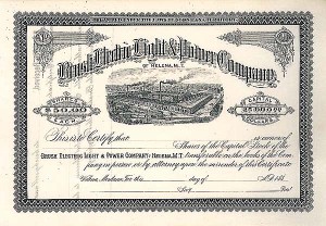 Brush Electric Light and Power Co of Helena, MT - Stock Certificate