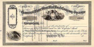 Genesee and Water Street Railroad Co of Syracuse - Stock Certificate