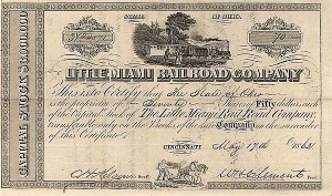Little Miami Railroad Co. - 1860's dated Railway Stock Certificate