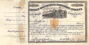 Michigan Southern and Northern Indiana Railroad Co. - 1860's dated Railway Stock Certificate