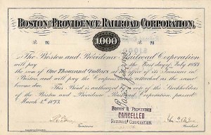 Boston and Providence Railroad Corporation - $1,000 Bond