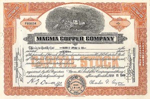 Magma Copper - Stock Certificate