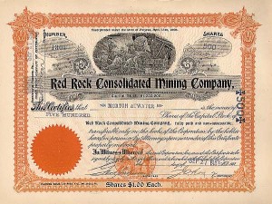 Red Rock Consolidated  Mining Co. - Stock Certificate