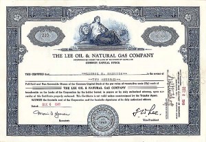 Lee Oil and Natural Gas Co. - Stock Certificate