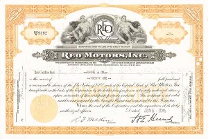 Reo Motors, Inc - Stock Certificate