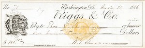 General Wm T. Sherman signed Check - Washington, DC