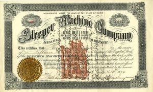 Sleeper Machine Co. - Stock Certificate