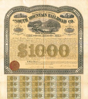 South Mountain Railroad Co. - $1,000 - Bond (Uncanceled)