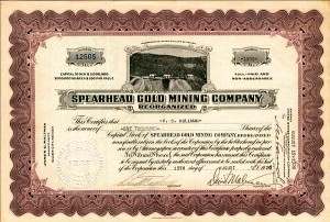 Spearhead Gold Mining Co. Reorganized - Stock Certificate