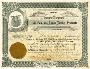 St. Paul and Pacific Timber Syndicate - Stock Certificate