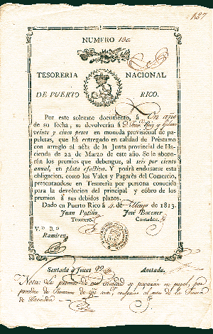 Tesoreria Nacional de Puerto Rico - Stock Certificate
