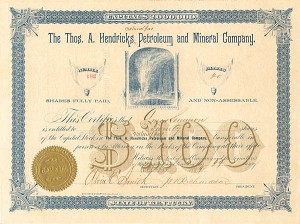 Thos A. Hendricks Natural Gas Petroleum and Mineral Co.. - Stock Certificate