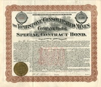 Tombstone Consolidated Mines Co., Limited - $1,000 Mining Bond
