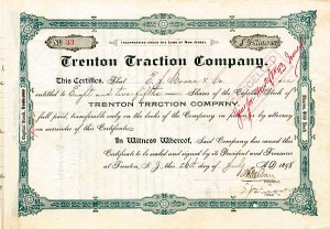 Trenton Traction Co. - Stock Certificate