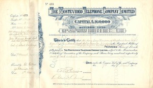 Monte Video Telephone Co. Limited  - Stock Certificate