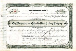 Washington and Columbia River Railway Co. - Stock Certificate