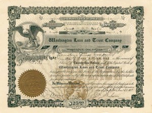 Washington Loan and Trust Co. - Stock Certificate