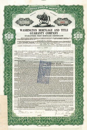 Washington Mortgage and Title Guaranty Co. - Stock Certificate