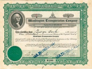 Washington Transportation Co. - Stock Certificate