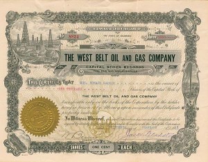 West Belt Oil and Gas Co. - Stock Certificate