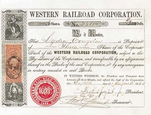 Western Railroad - Stock Certificate
