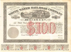 White Water Railroad - circa 1870's Indiana Railway Bond - $20 Denominated Available Only