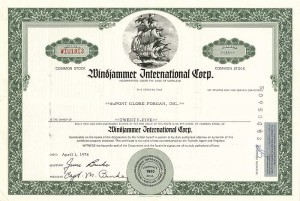Windjammer International Corp. - Stock Certificate