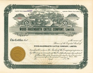 Wood-Hagenbarth Cattle Co., Limited - Stock Certificate