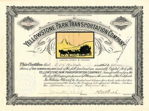 Yellowstone Park Transportation Co. - Stock Certificate