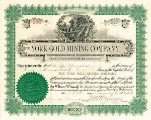 York Gold Mining Co. - Stock Certificate