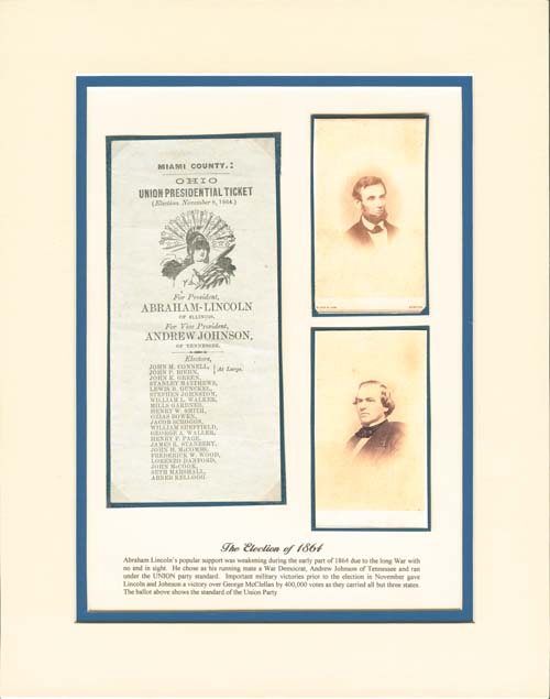 Abraham Lincoln - Andrew Johnson - Miami County Ohio Union Presidential Ballot