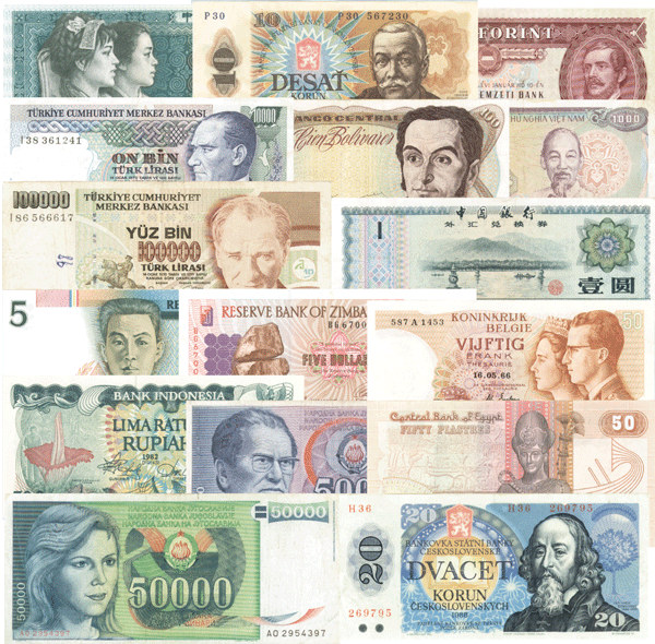 Large Group of Over 500 Circulated Notes - Weighed out as a Full (1) One Pound of Notes - Foreign Paper Money