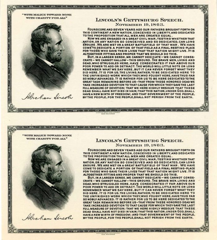 ABN Uncut Pair of Cards - American Banknote Company Americana