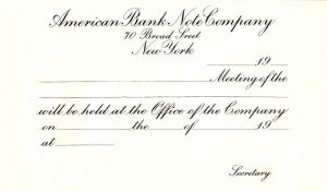 Invitation to Meeting of American Bank Note Co.