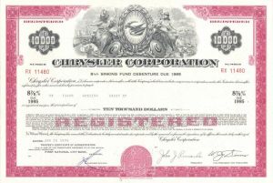 Chrysler Corporation - Famous Automotive Co. Bond - Various Denominations Available