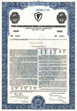 Firestone Tire and Rubber Co. - $100,000 Bond