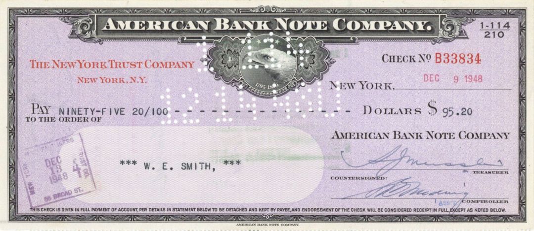 American Bank Note Co. Check