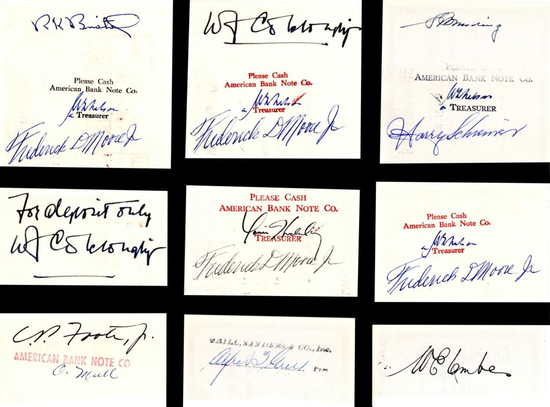 Lot of 17 Signatures from American Bank Note Co. Archives