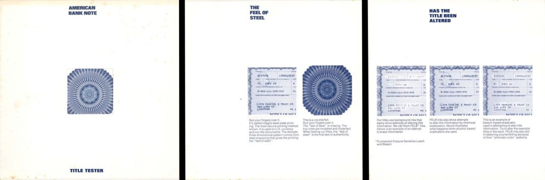 American Bank Note Company Title Tester