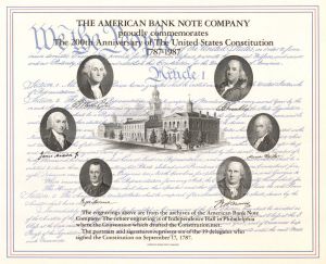 American Bank Note Company 200th Anniversary of the United States Consitution - 1787-1987 dated
