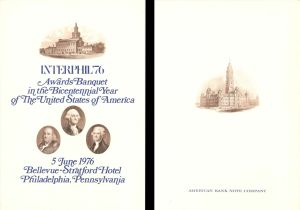 Awards Banquet Menu by American Bank Note Company - 1976 dated